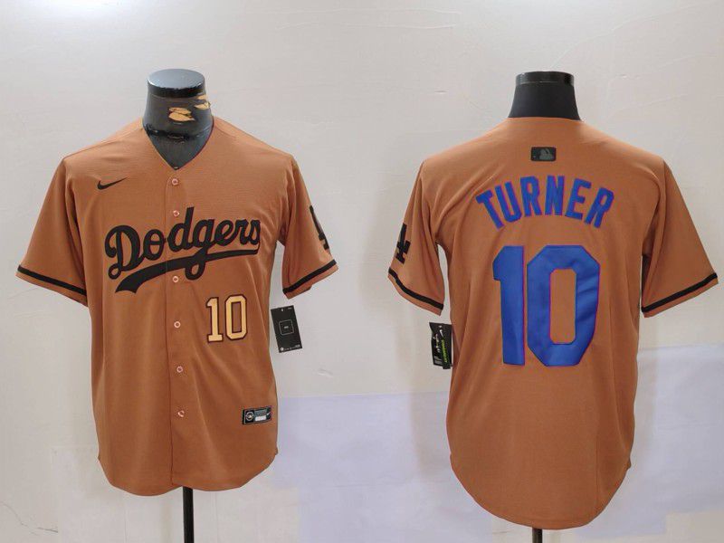 Men Los Angeles Dodgers #10 Turner army green joint name 2024 Nike MLB Jersey style 4->los angeles dodgers->MLB Jersey